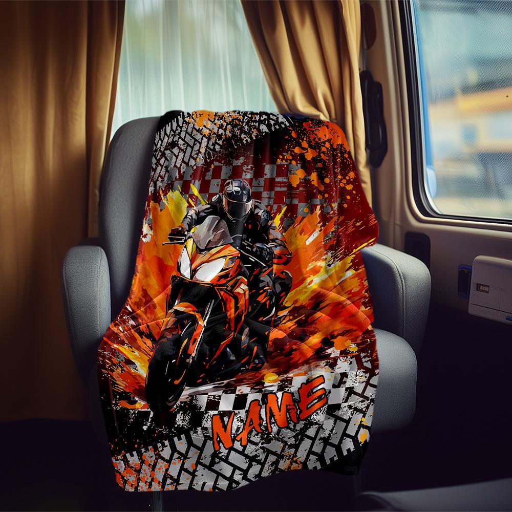 Motorcycle Rider Home Customize Your Name Blankets Comfortable Soft Lightweight Allseason Multipurpose Blanket For Picnics Sofas Offices Beds Living