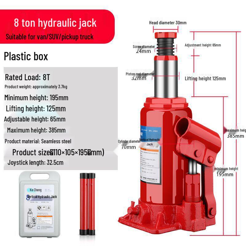 2-Ton Vertical Hydraulic Bottle Jack for Small Cars, Off-road SUVs, and Vans