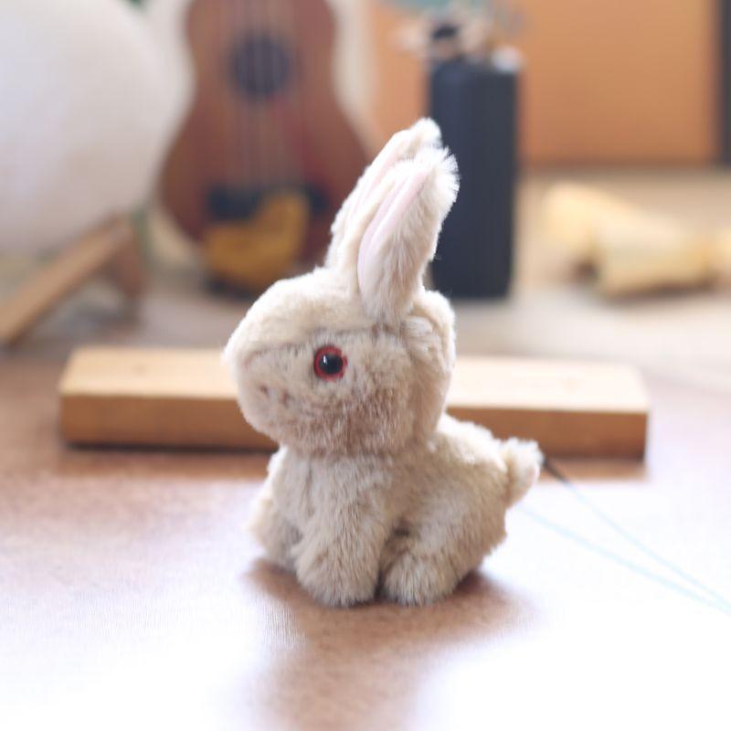 White Cute Cartoon Rabbit Plush Keychain Short Bag Decoration Kids Gift Doll