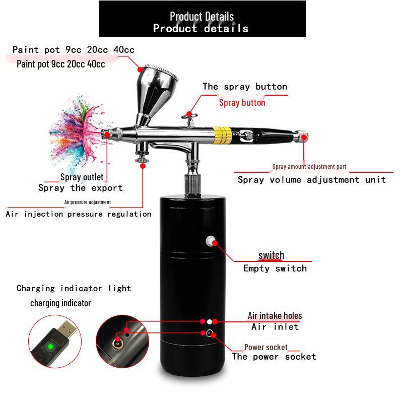 Hot Sale Rechargeable Mini Airbrush Air Pump Set for Model Painting