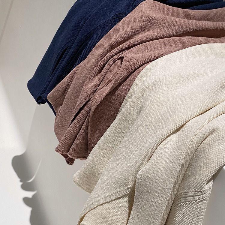 Summer Thin Cool Long Dress V-Neck Loose Slimming Straight Short Sleeve Knit Dress