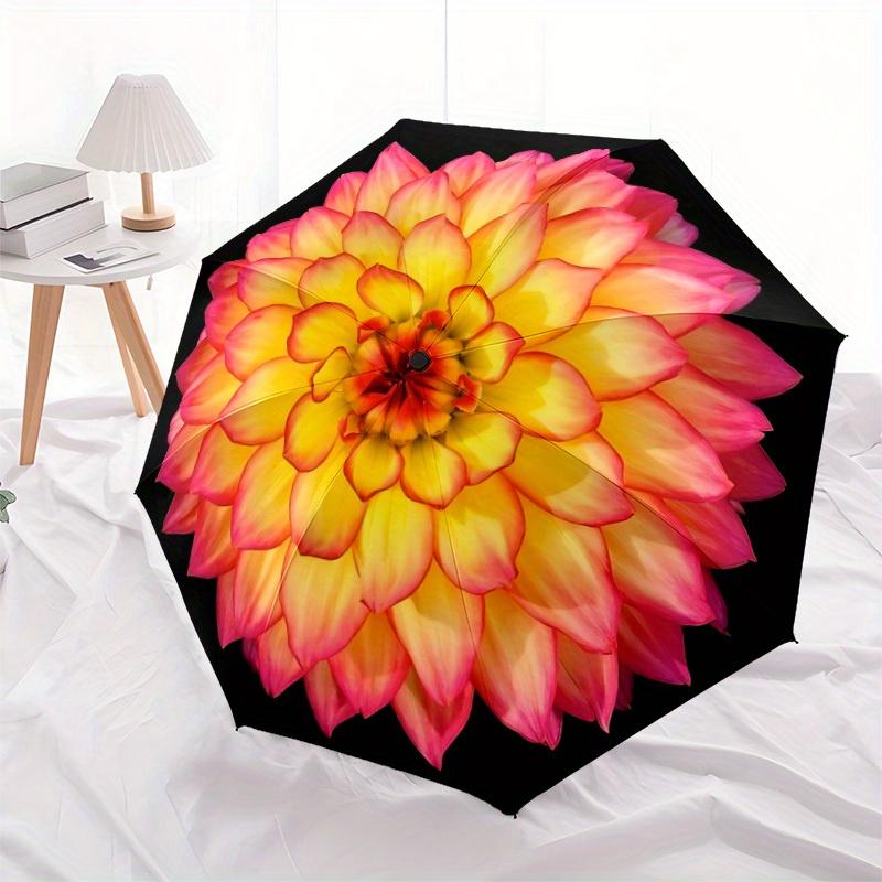 1pc Flower Print Automatic Open/close Folding Umbrella, Compact Portable Travel Umbrella, Perfect Birthday/Christmas, Cute Umbrella, Durable