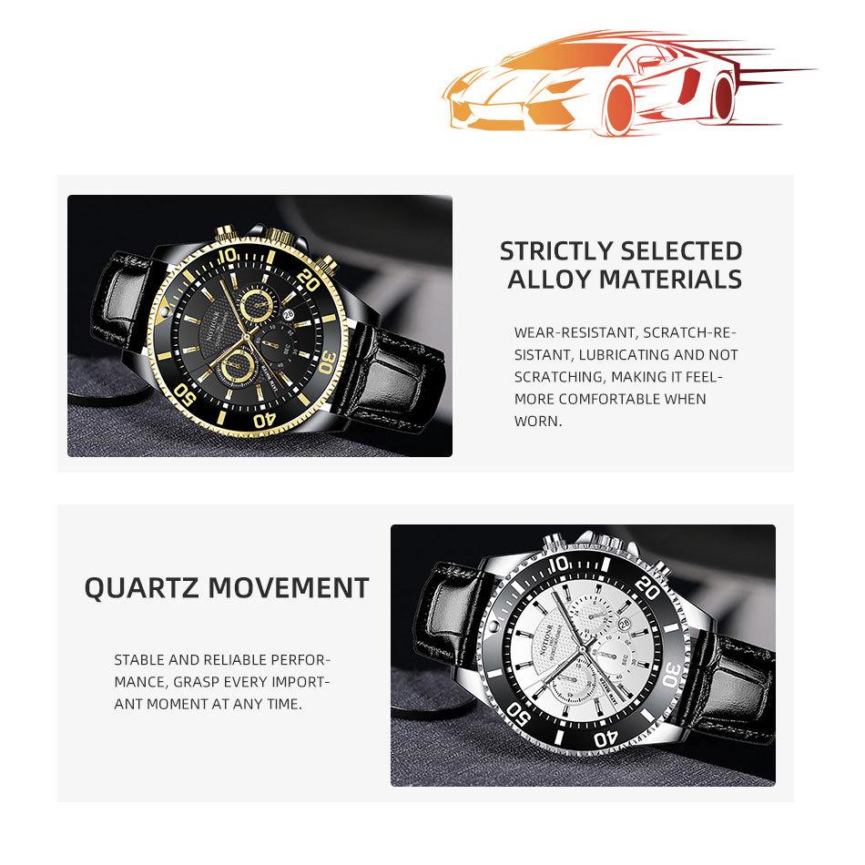 Fashion Business Men's Watch Large Dial Watch Sport Men's Watch Casual Watch Calendar Watch Leather strap