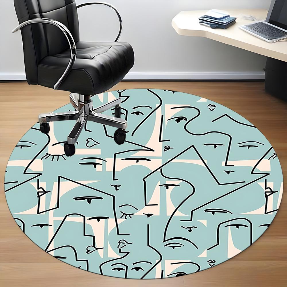 1pc Abstract Faces Office Round Area Rug, Indoor Mat Suitable ForOffice, Under Office Chairs Bedroom Living Room Home Decor, Room Decot221