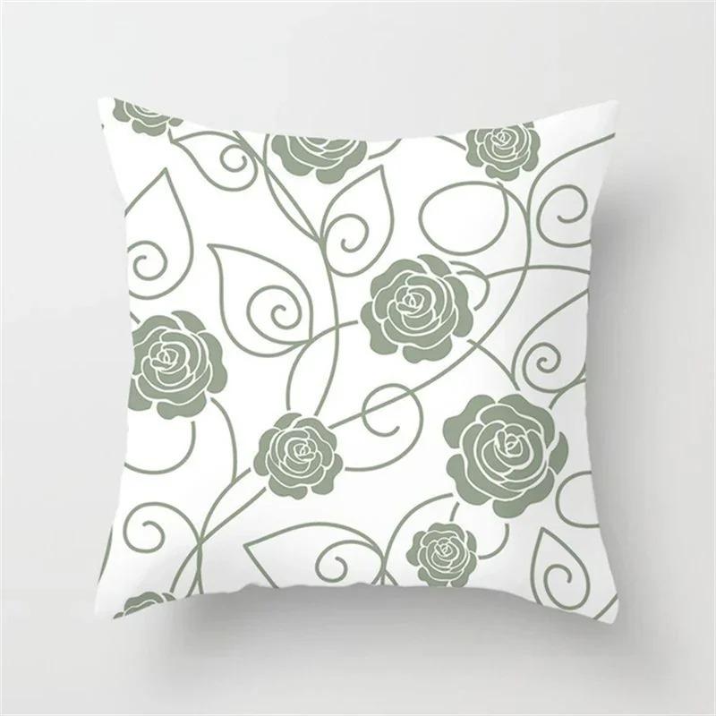 Green Pillowcase Printed Cushion Cover Abstract Geometric Sofa Decoration
