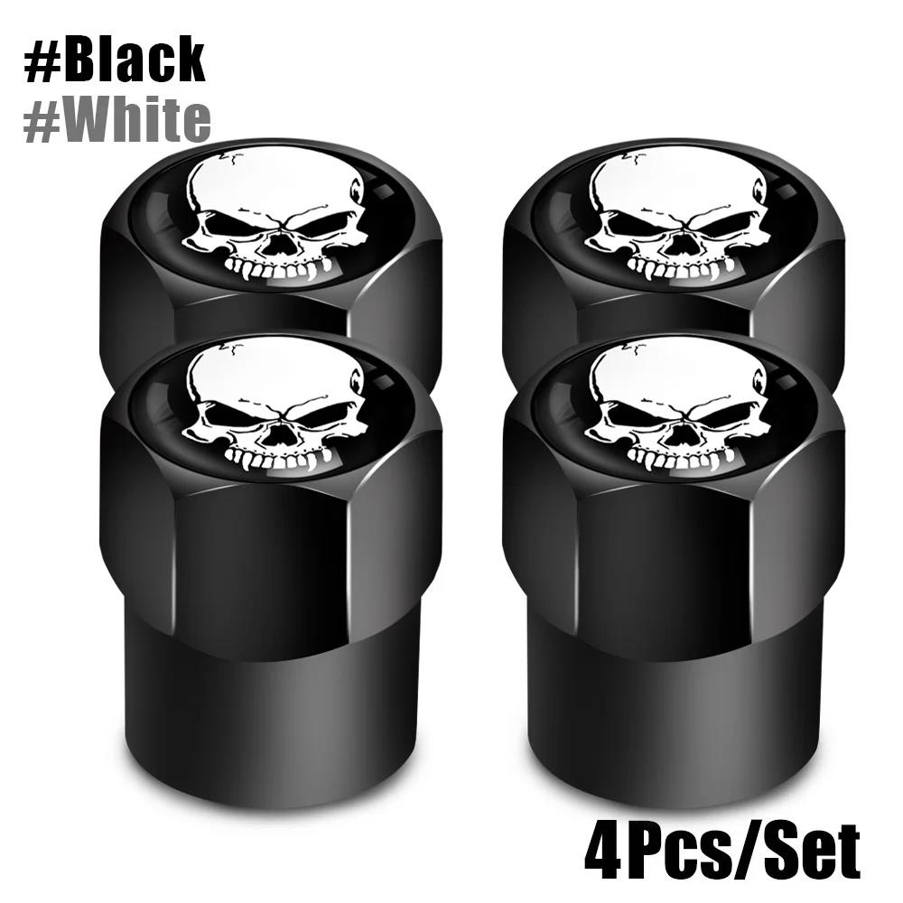 4Pcs/Set Skull Tire Valve Stem Cap Corrosion Resistant Dust Proof Cover Universal Fit for Car Bicycle Truck Motorcycle Stem Caps1