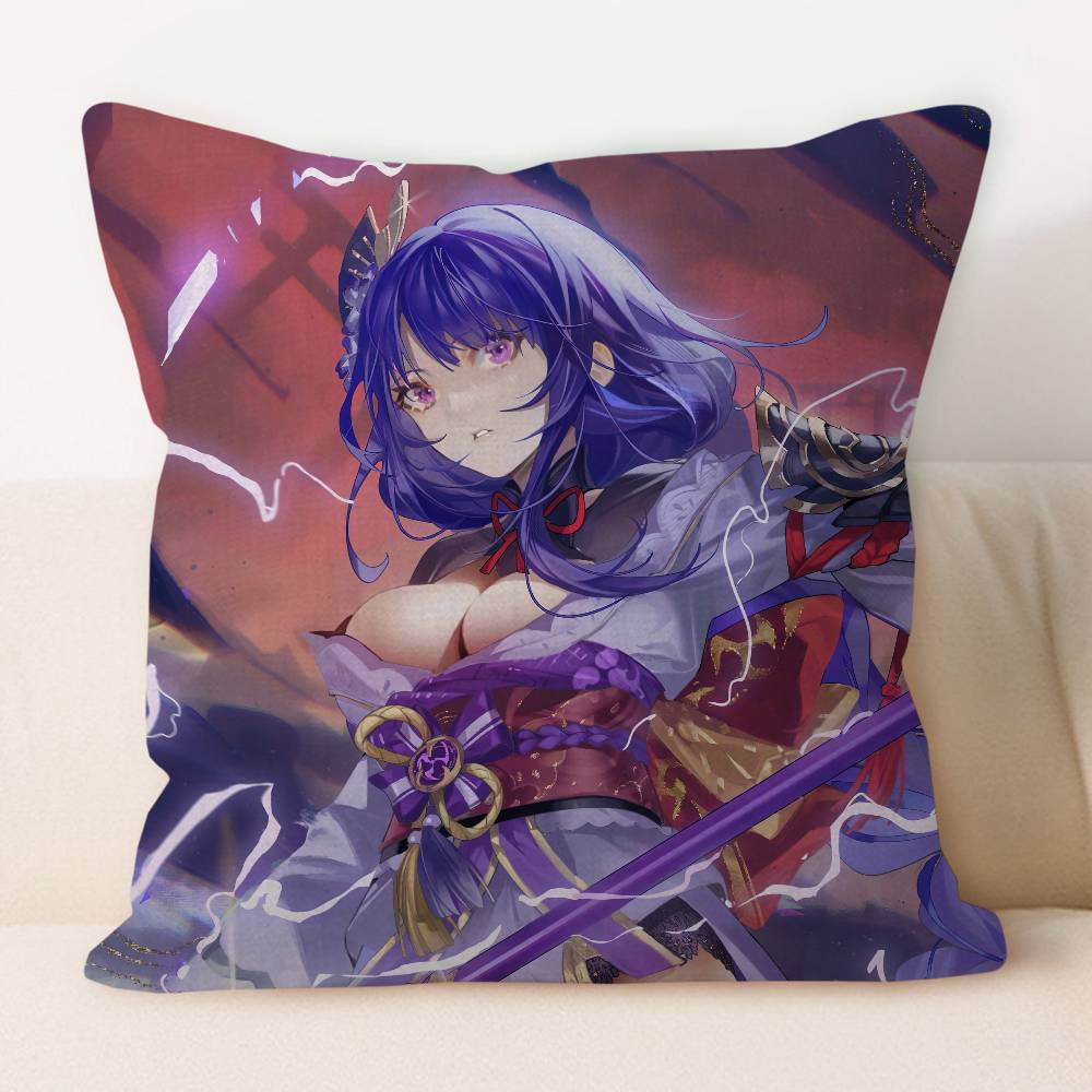 

R-Raiden Shogun Decorative Room Aesthetics Pillow Case Home Decor Bedroom Sofa Bed Couch Pillow Cover 45x45 12x12Inch