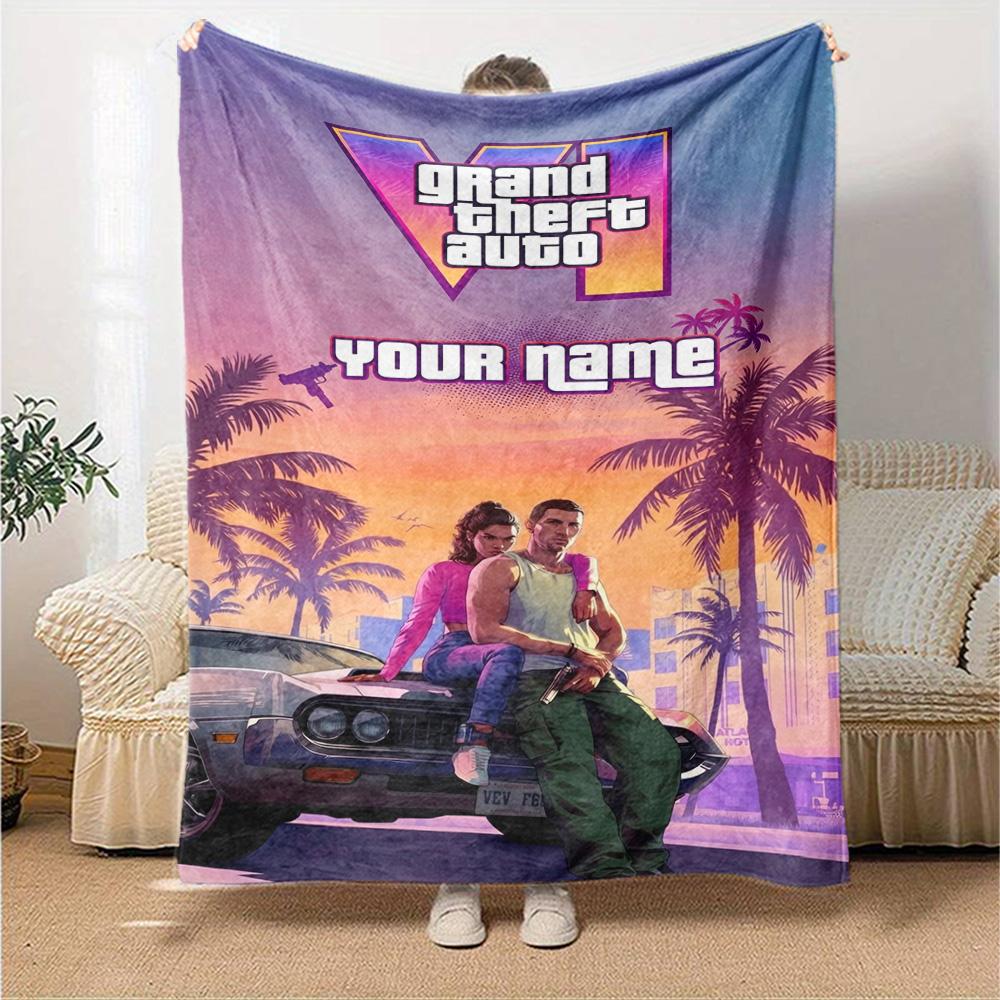 Grand Theft Auto Customize Your Name Blanket Gift Personalized Blanket Warmthful Decor Throw For Office Bedding Chair Home Decor for All Occasions