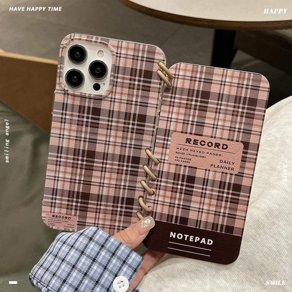 Check Brown Suitable for Apple 16 ProiPhone15 Promax Flip Cover Phone Case 14plus Book Case