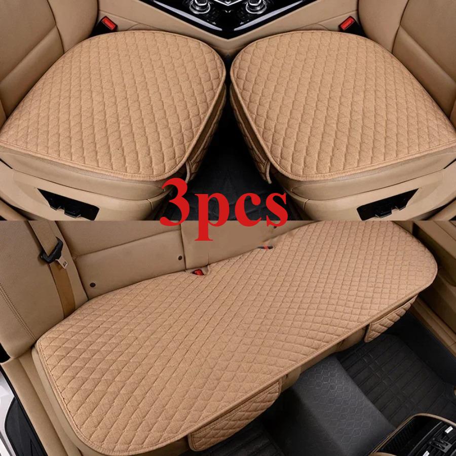 Linen Car Seat Covers, Front And Rear Linen Fabric Cushions, Summer Breathable Protective Pads, Car Parts