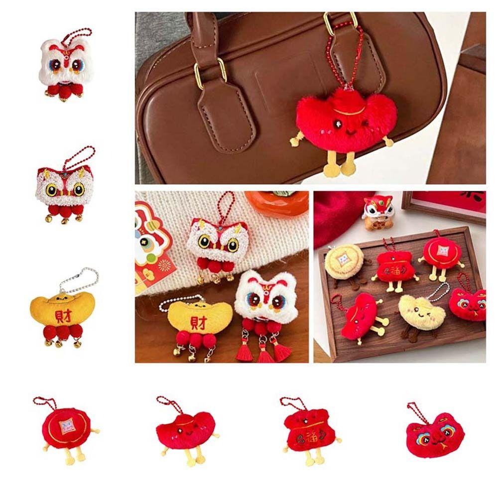 Lion Awakening Chinese New Year Plush Keyring Chinese Style Lion Dance Brooch  Celebrating