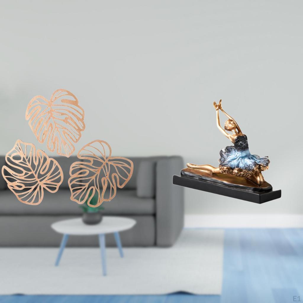 Tropical Ballet Palm Leaves Wall Art Creative Wooden Ballerina Girls Statue Decor for Bedroom