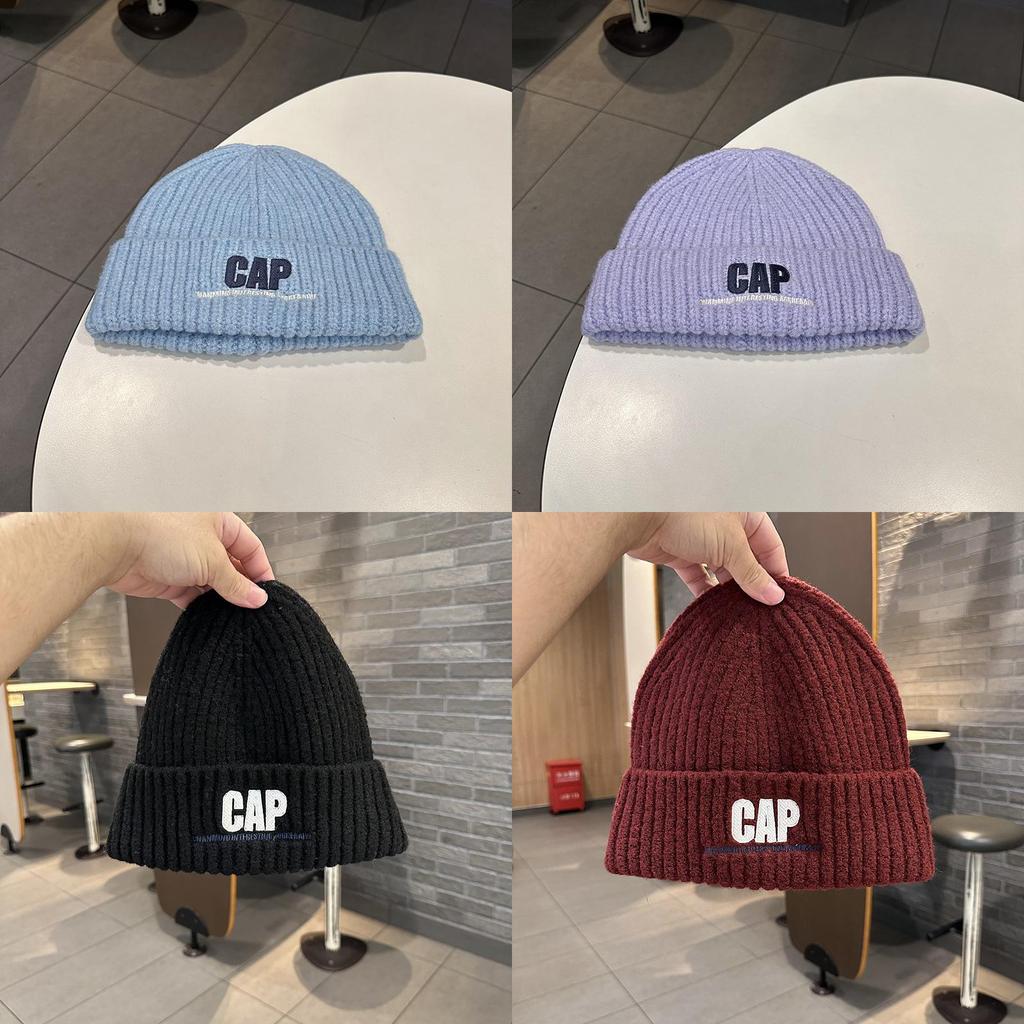 Knitted Hat For Men Women Winter Warmth With Embroidered Letters College Style