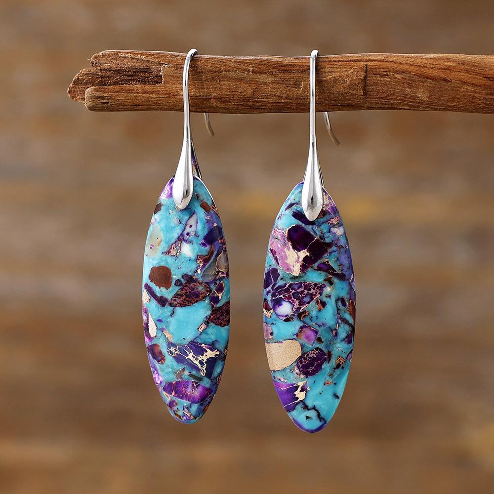 Bohemian Natural Stone Geometric Pendant Earrings Earrings European and American Popular Accessories
