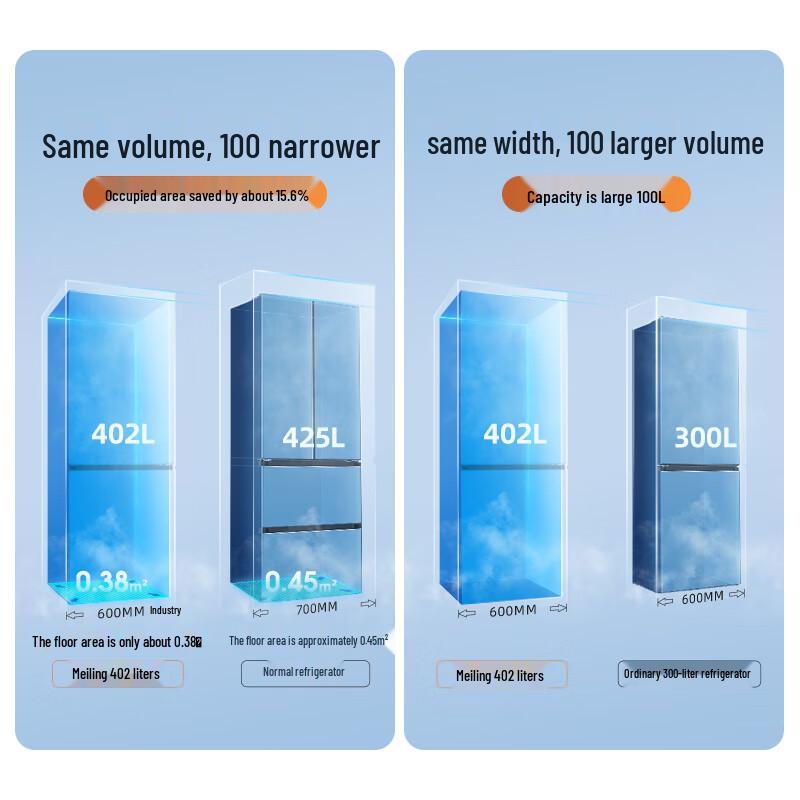 MeiLing 402L Slim Built-in Frost-Free Refrigerator