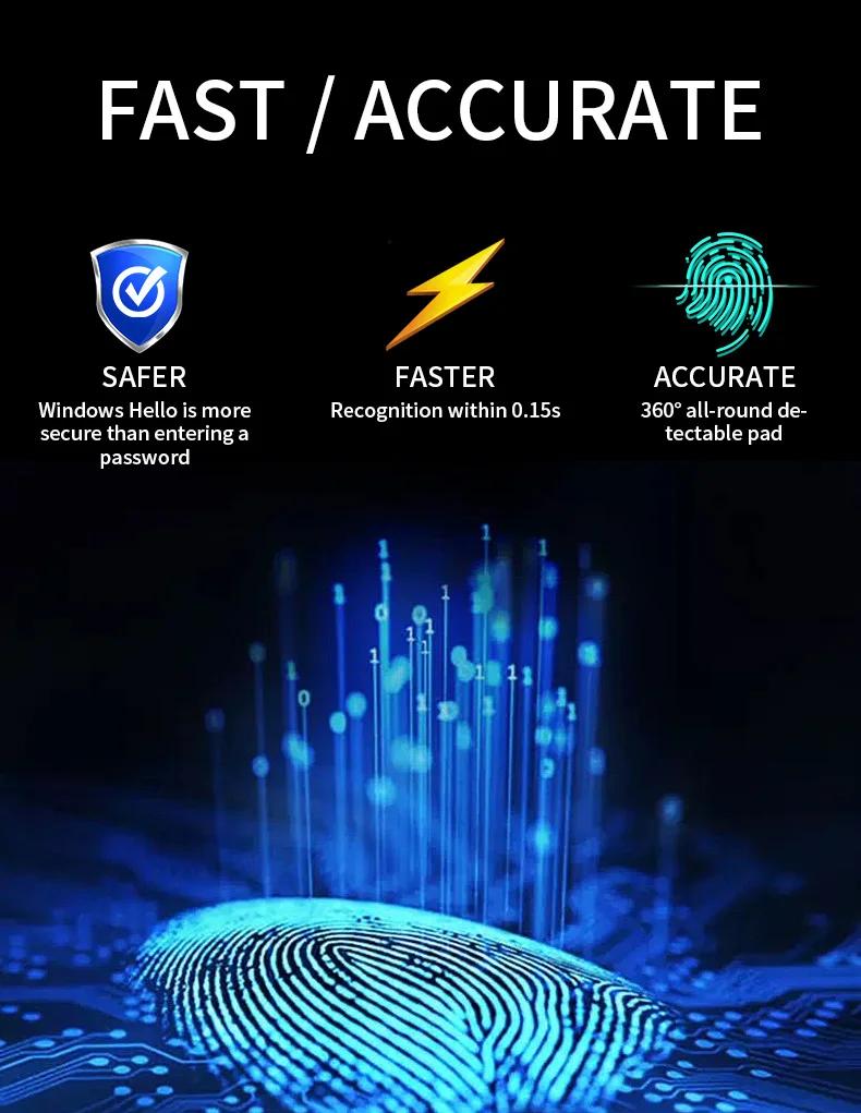 Fingerprint Reader Module Scanner Mini USB Fingerprint Recognition Device Biometrics Security Key PC Laptop Windows 10 11 Hello