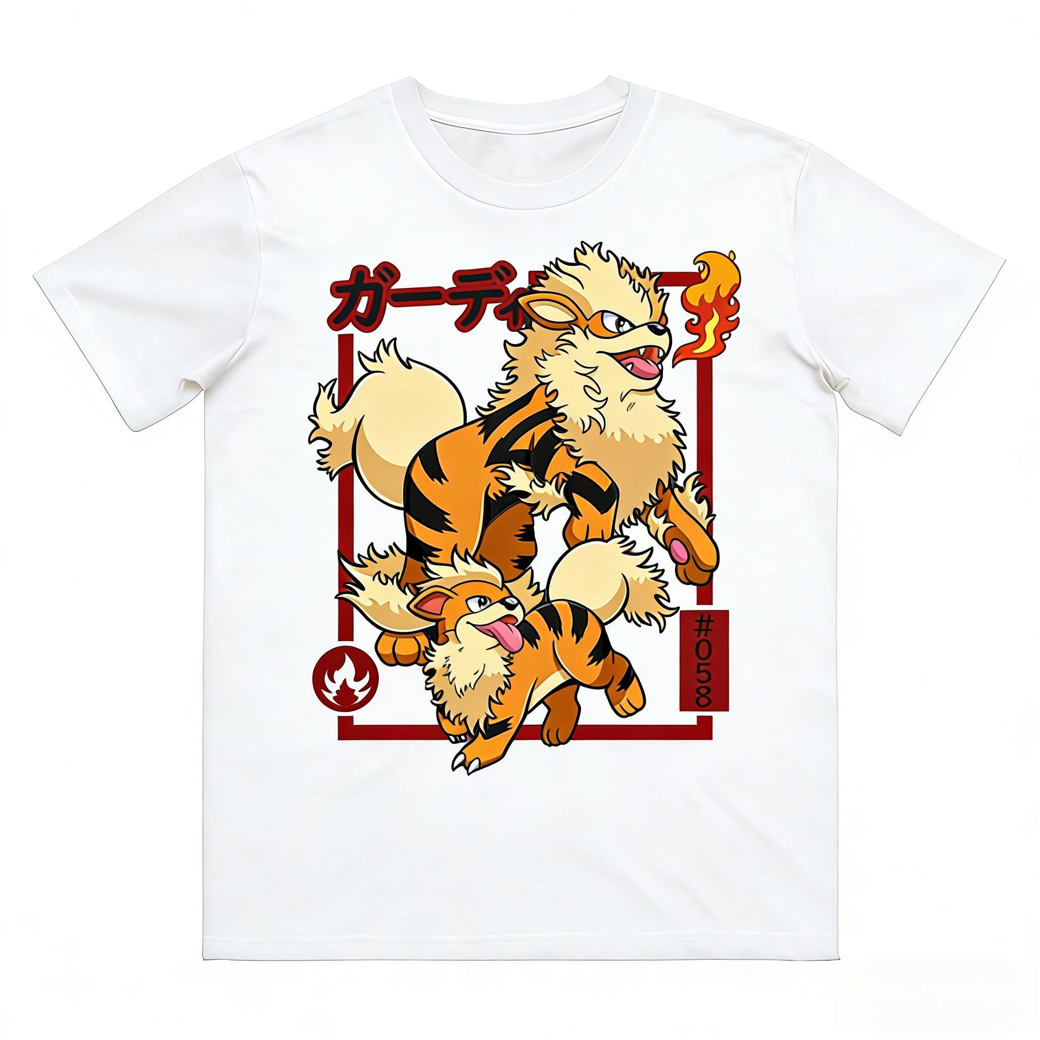 

Pokémon Growlithe Evolution Printed Tshirt Unisexs and Womens Tshirt Unisexs Top Harajuku Y2K Tshirt 2026 Summer Tee Streetwear S