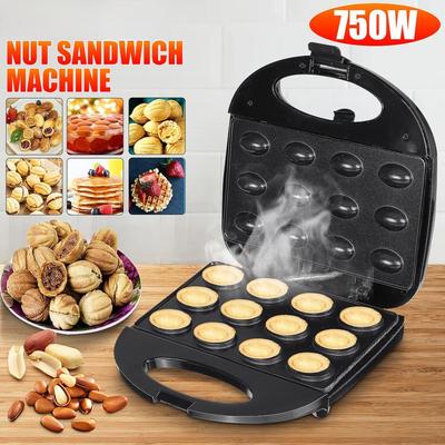 750W Sandwich-Eisen Toaster Back-Frühstückspfanne Ofen Mini Elektrischer Walnusskuchen-Macher Automatischer Nuss-Waffel-Brot-Maschine
