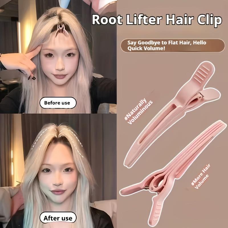 2Pcs High Cranial Top Fluffy Clips, Seamless Positioning Duckbill Clips for Hair Root Fixing & Bangs Styling
