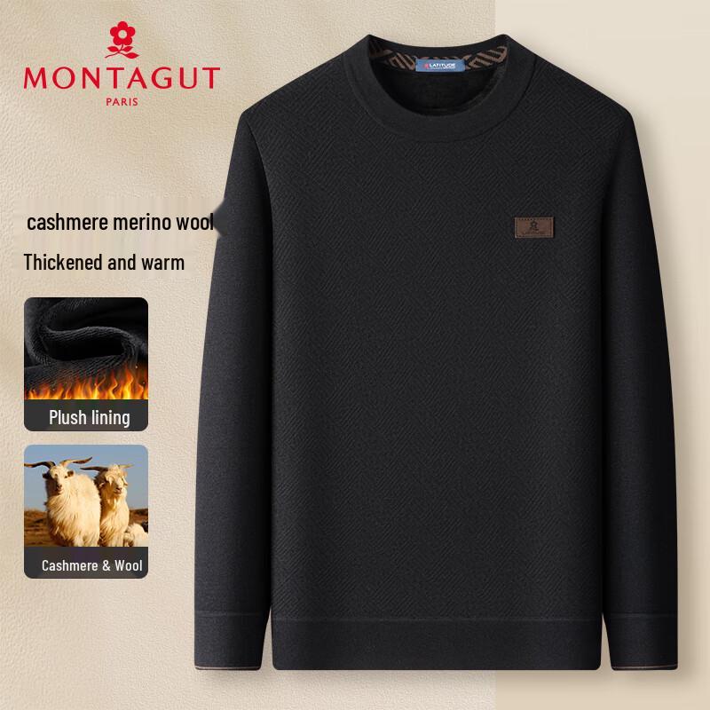 

MONTAGUT Men s Winter Wool Cashmere Blend Round Neck Sweater 2XL (54)