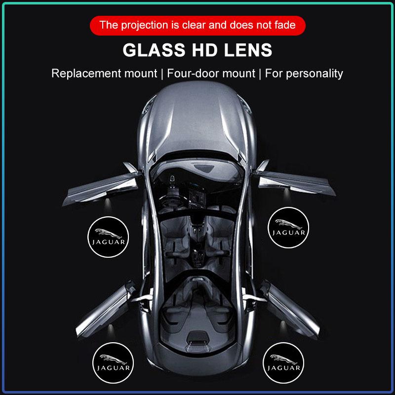 2 Peças de Luz Projetora de Sombra Fantasma para Porta de Carro LED Lâmpada de Logo de Boas-Vindas Automática Sem Fio Para Jaguar XF XE XJ F-Pace X-Type S-Type F-Type E-Pace I-PACE XK