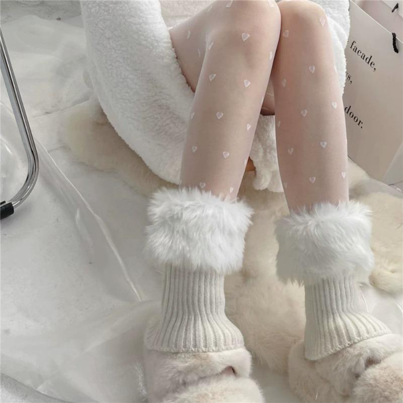 Women's Autumn Long Socks Knitted Foot Cover Leg Warmers Winter Protector Stocking Legging Non-Slip Home Ladies Socks