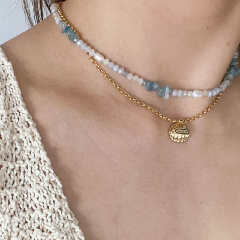 Objet213 Zigzag Aqua Natural Stone Necklace