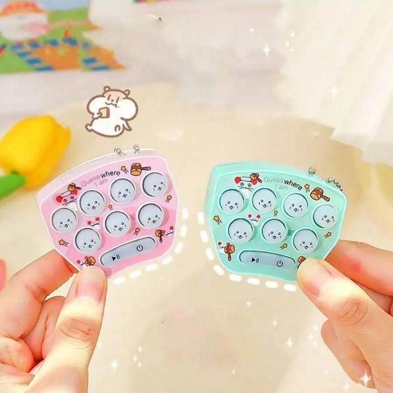 Whac-a-mole Mini Handheld Game Console Cartoon Electronic Glowing Finger Training Stress Relief Toy Mini Keychain Mini Car Penda