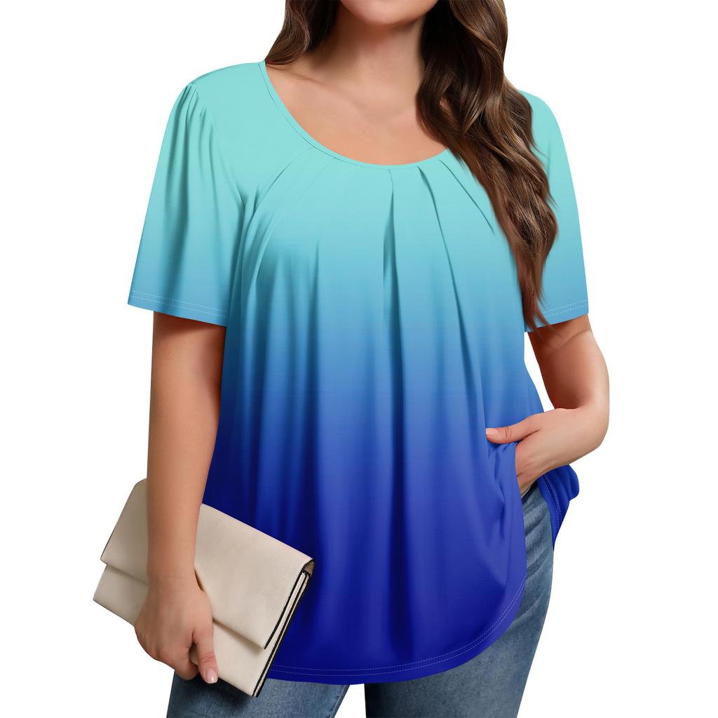 Γυναικεία Καθημερινή Μπλούζα Με Πλισέ Μανίκια Κοντά Μανίκια Μονόχρωμη