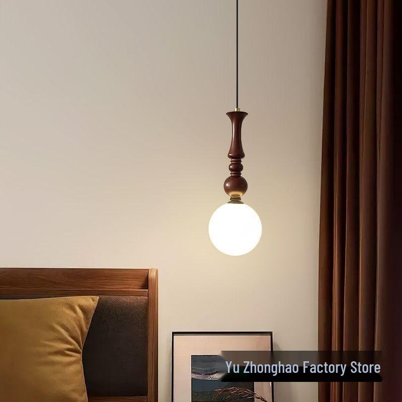 Mid-Century French Retro Pendant Light: Solid Wood for Bedroom, Study, Dining, or Bar
