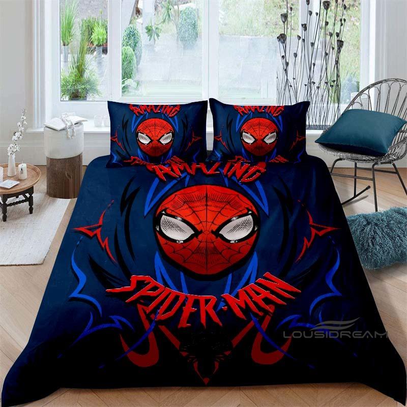 Cartoon pattern duvet cover and pillowcase bedding set, bedroom decoration for boys and girls, Spider-Man themed gift for childr