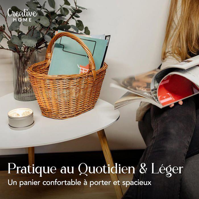Panier en osier - CREATIVE HOME - 32 x 24 x 29 cm - Marron - Artisanal - Adulte