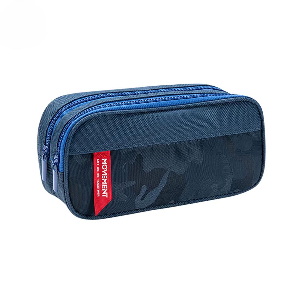 

Double Zipper Camouflage Canvas Pencil Case Boys Girl Pencil Bag School Stationery Bag Student Supplies Pen Case Storage Bags синій