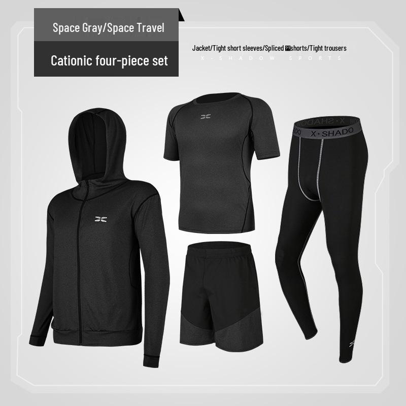 Men's Summer Quick-Dry Fitness Clothing Set: Casual Four-Piece Tight-Fit Running Training Gear