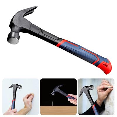 Ergonomic Claw Hammer 400g Carbon Steel Head with Fiberglass Handle for Carpentry Woodworking Construction Task Projects