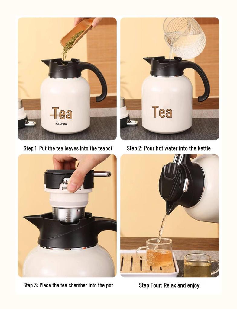 Large Capacity Stainless Steel Thermos Kettle: Stew Pot & Tea Pot for Hot Water