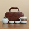 Ru Kiln Travel Tea Set One Pot Three Cups Portable Outdoor Ceramic Kuaike Cup Set Business Event Gifts