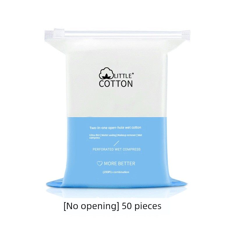 Wet Compress Cotton Pads for Face Use, Stretchable Perforated Makeup Remover Cotton Pads, Individually Packaged Wet Compress Cotton Sheets [No Holes] 50 Pieces