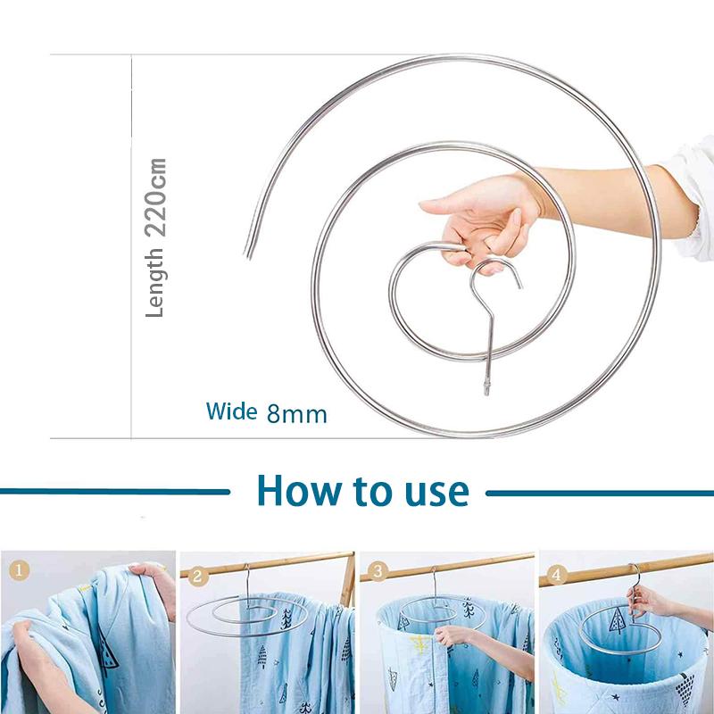 Stainless Steel Spiral Clothes Hanger Rotating Multi-function Clothes Hanger Drying Quilt Drying Bed Sheet Clothes Pole