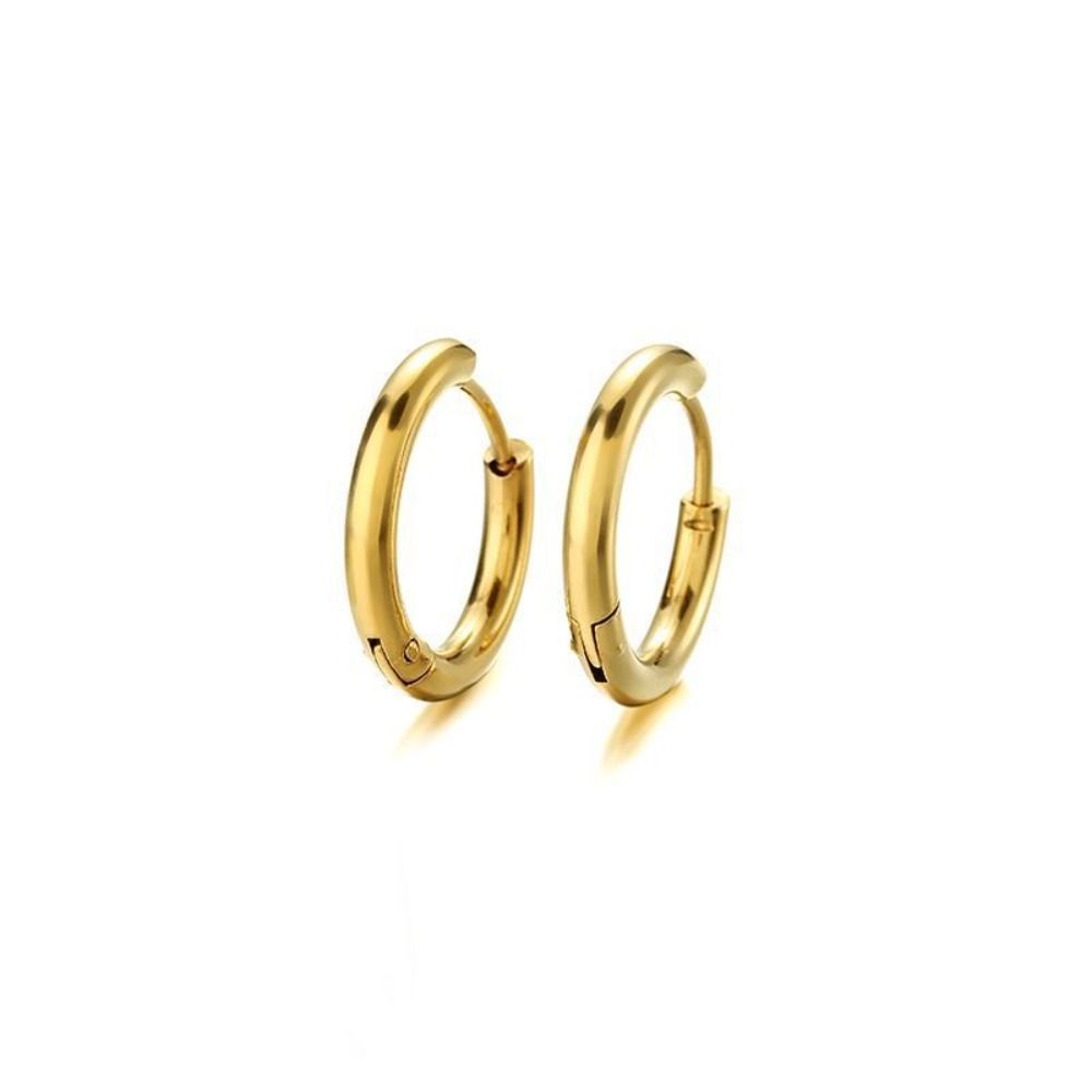 

Titanium Steel Titanium Steel Hoop Earrings Sliver/Gold/Black Circular Earrings Woman gold-12mm