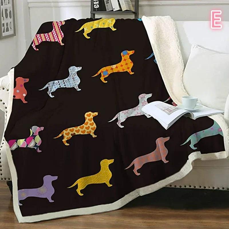 Puppy Dog Blanket Dachshund Dog Printed Blanket Fleece Blanket Flannel Sleep Comfort Super Soft Sofa Blankets 75x90cm