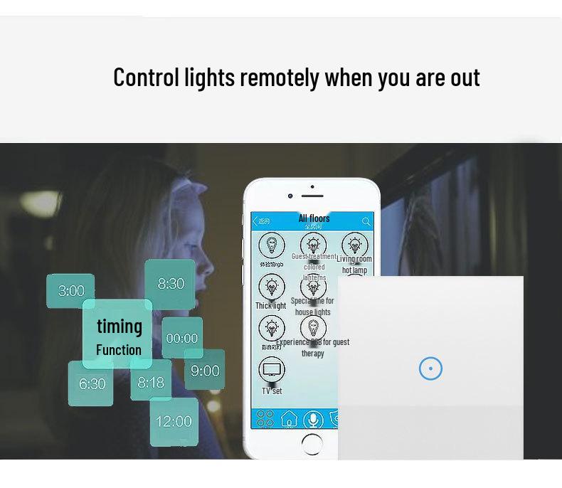 WiFi Smart Home Touch Switch with Alexa Voice Control, European Standard 86 Panel, Mobile Remote Operable