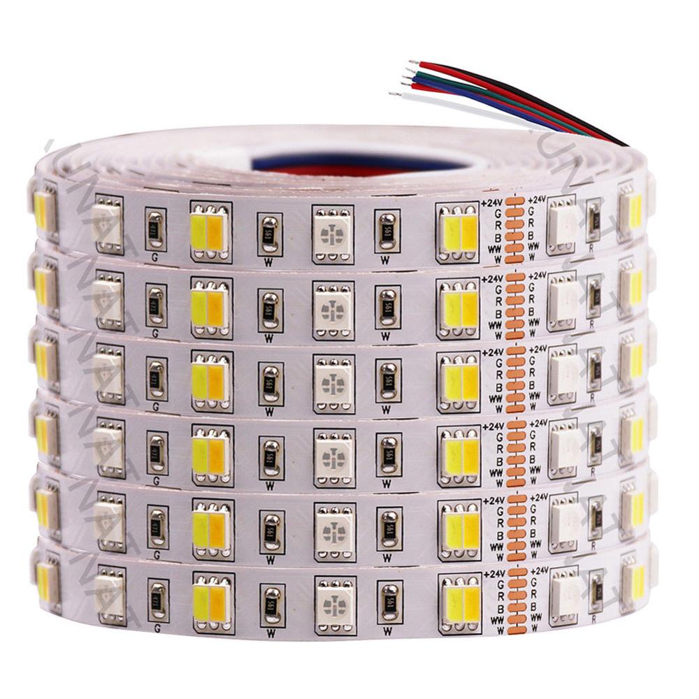 5M RGB+CCT LED Strip Light 12V 24V 5050 2835 Waterproof Flexible Tape 60 90 180 LEDs/M Dual White Changing Decoration