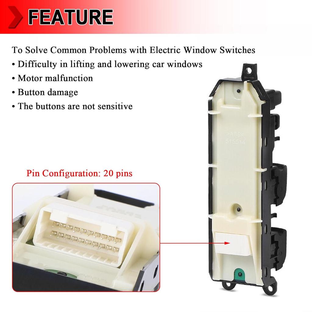 84040-33100 Master Window Switch Power Control Button Front Driver Side Fit for Toyota Sienna 2011-2014, 4Runner 2010-2015