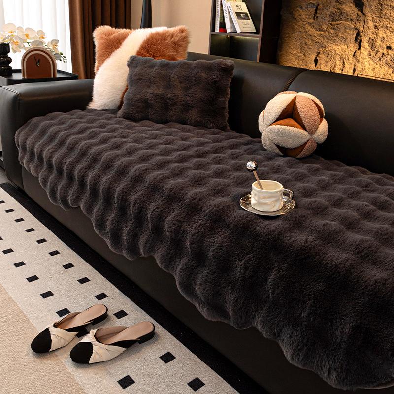 Special-Shaped Irregular Sofa Cushion Autumn And Winter Thickened Plush Straight-Breasted Leather Sofa Seat Cushion  New High-End Cover Cloth
