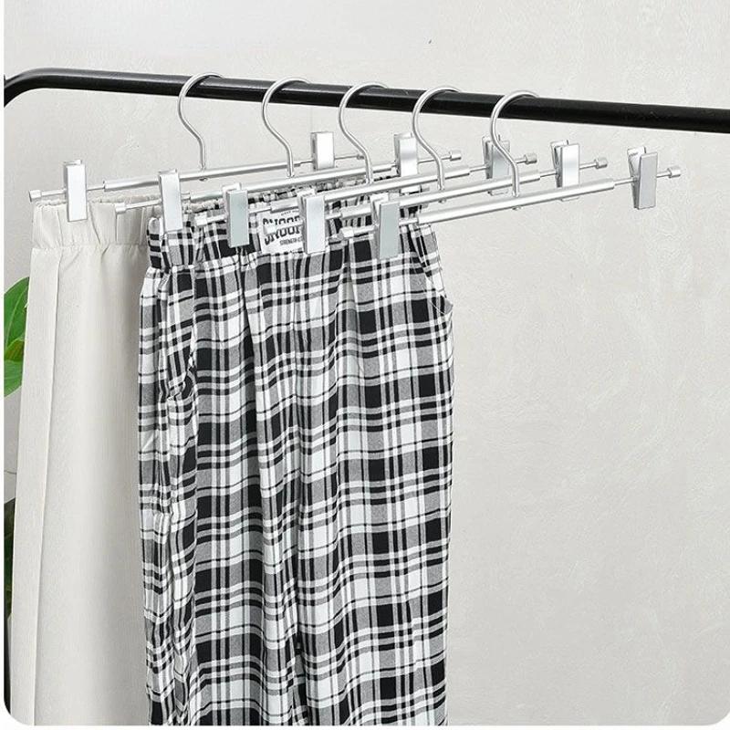 10 Pieces Space Aluminum Alloy Pants Clip Metal Hooks Clothes Skirt Dress Trousers Hangers Wardrobe Multifunctional Storage Rack
