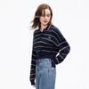 SheTu Women's Polo Collar Striped Knit Pullover
