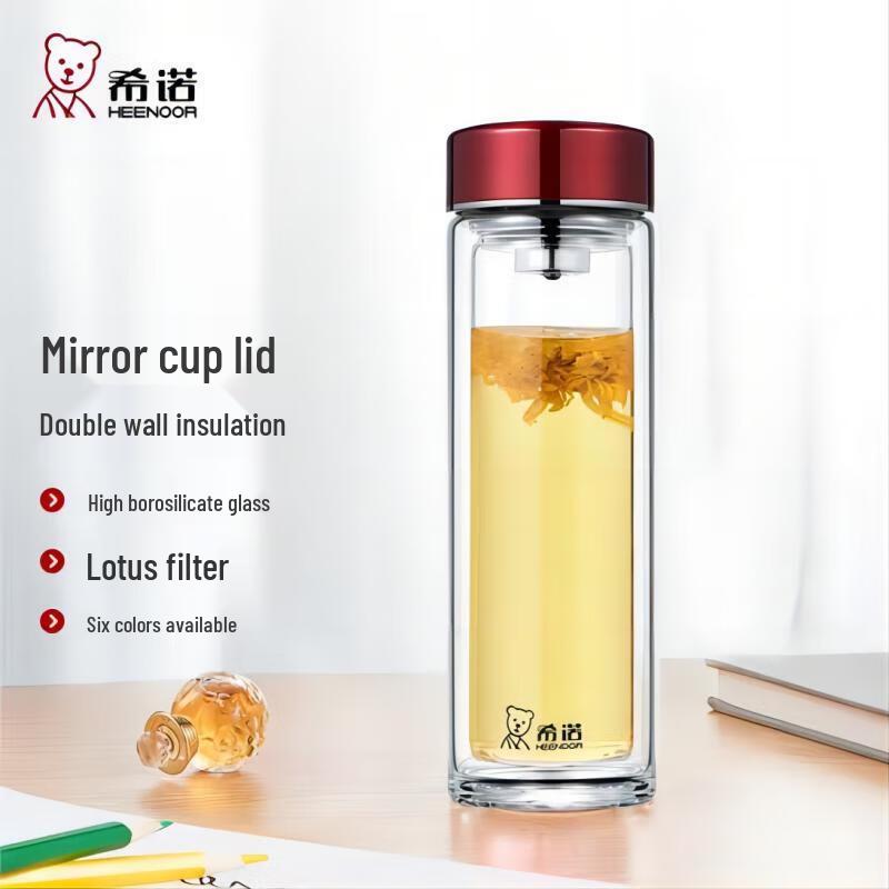 XINUO Double Wall Glass Tea Infuser Cup