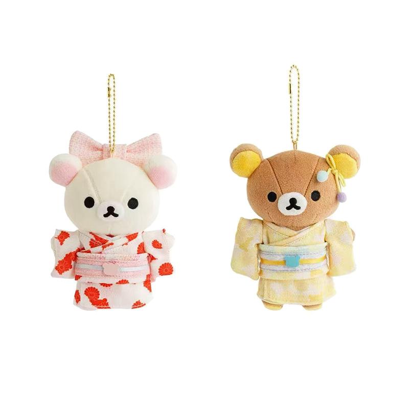 Kawaii Cartoon Rilakkuma Korilakkuma Kimono Keychain Plush Toys Creative Backpack Couple Pendant Doll Friend Birthday Gift