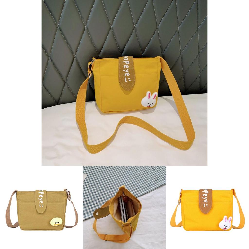 Rabbit Duck Dinosaur Plush Decorations Canvas Shoulder Bag For Women With Zipper Closure For Daily Use And Street Style